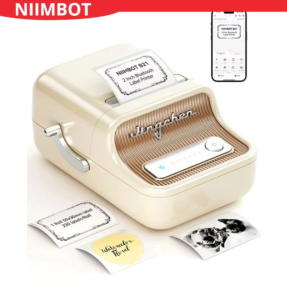 B21 Portable Thermal Printer 1500Mah Wireless Sticker Printer with Self-Adhesive Labels for Barcode Clothing Jewelry