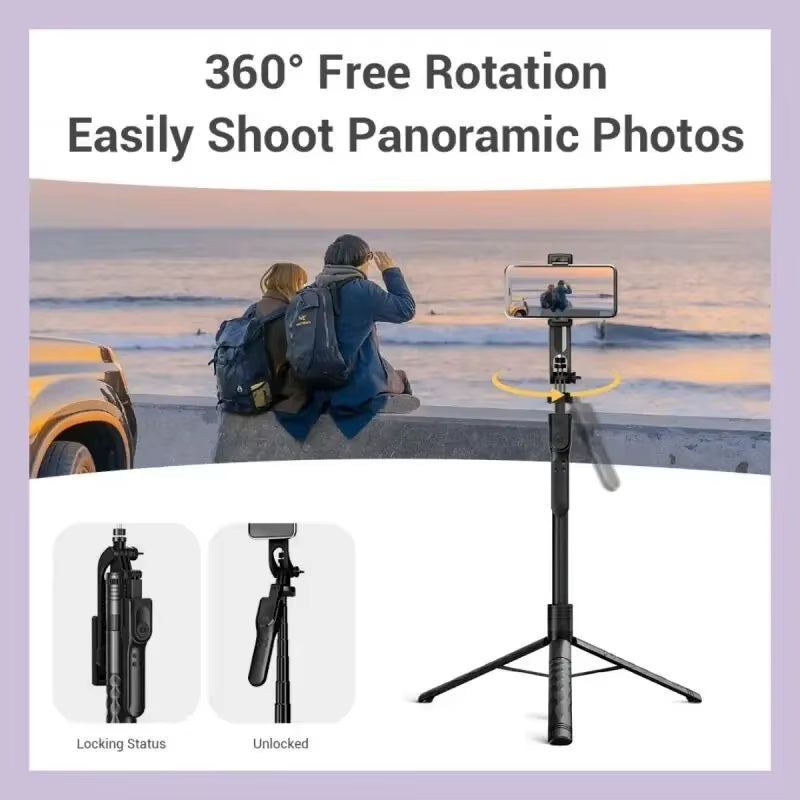 2024 New Wireless Selfie Stick Tripod Foldable Stand for Gopro Action Cameras Smartphones Balance Steady Shooting Live