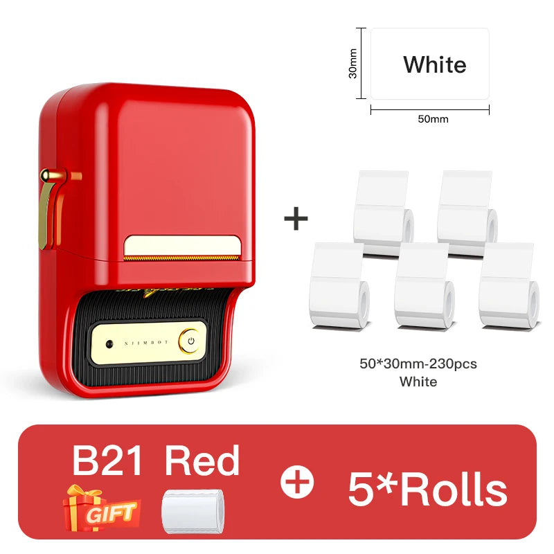 B21 Portable Thermal Printer 1500Mah Wireless Sticker Printer with Self-Adhesive Labels for Barcode Clothing Jewelry